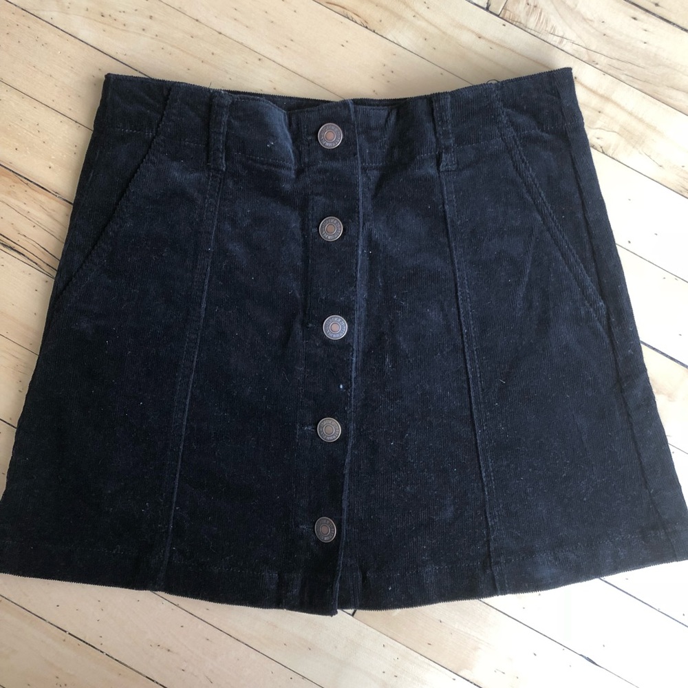 black button down corduroy skirt